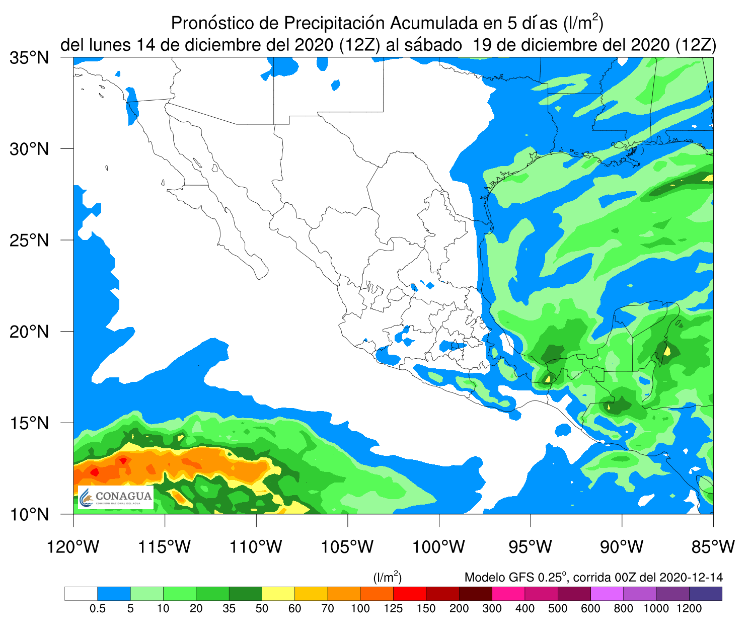 Reporte de Lluvias Acumuladas a Cinco Días